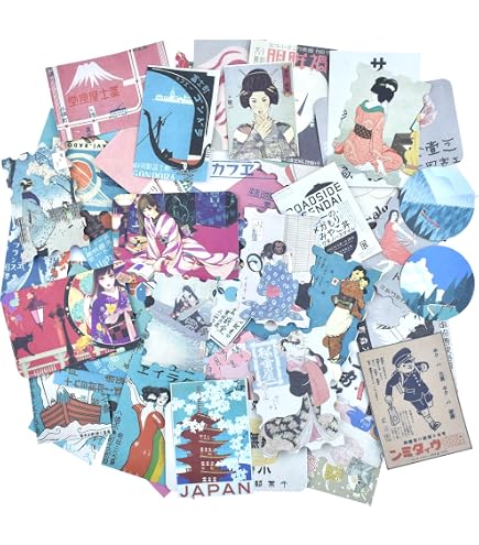 【D-110】lien様♡デザインペーパー vintage collage　21 Amazon.com: Retro Paper Stickers Set 60 Pieces Japanese Style